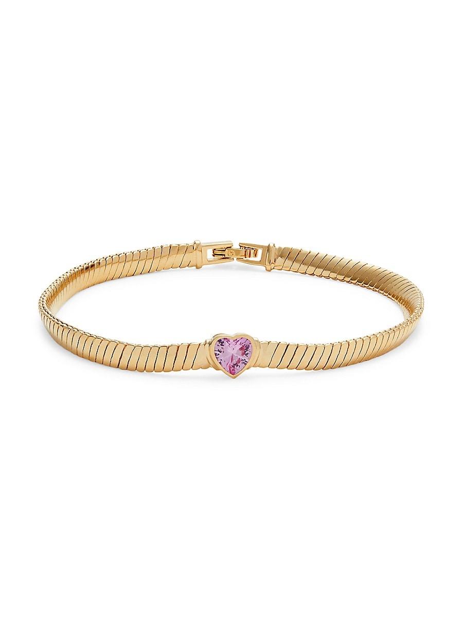 Omega 18k Goldplated Cubic Zirconia Heart Bracelet