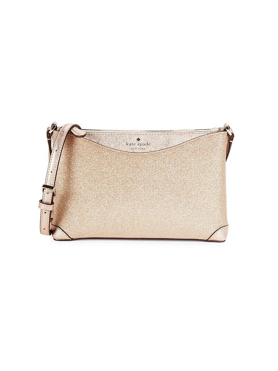 Kate Spade Glitter Leather Crossbody Bag in Natural | Lyst