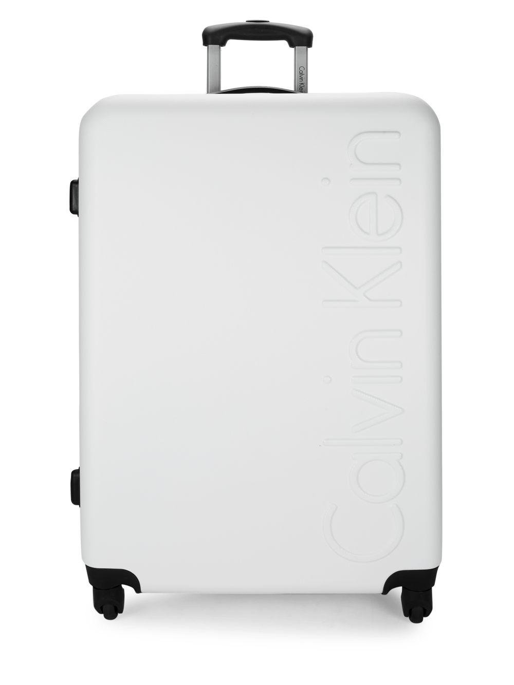 Calvin Klein Logo 27-inch Spinner Suitcase in Cream (White) | Lyst