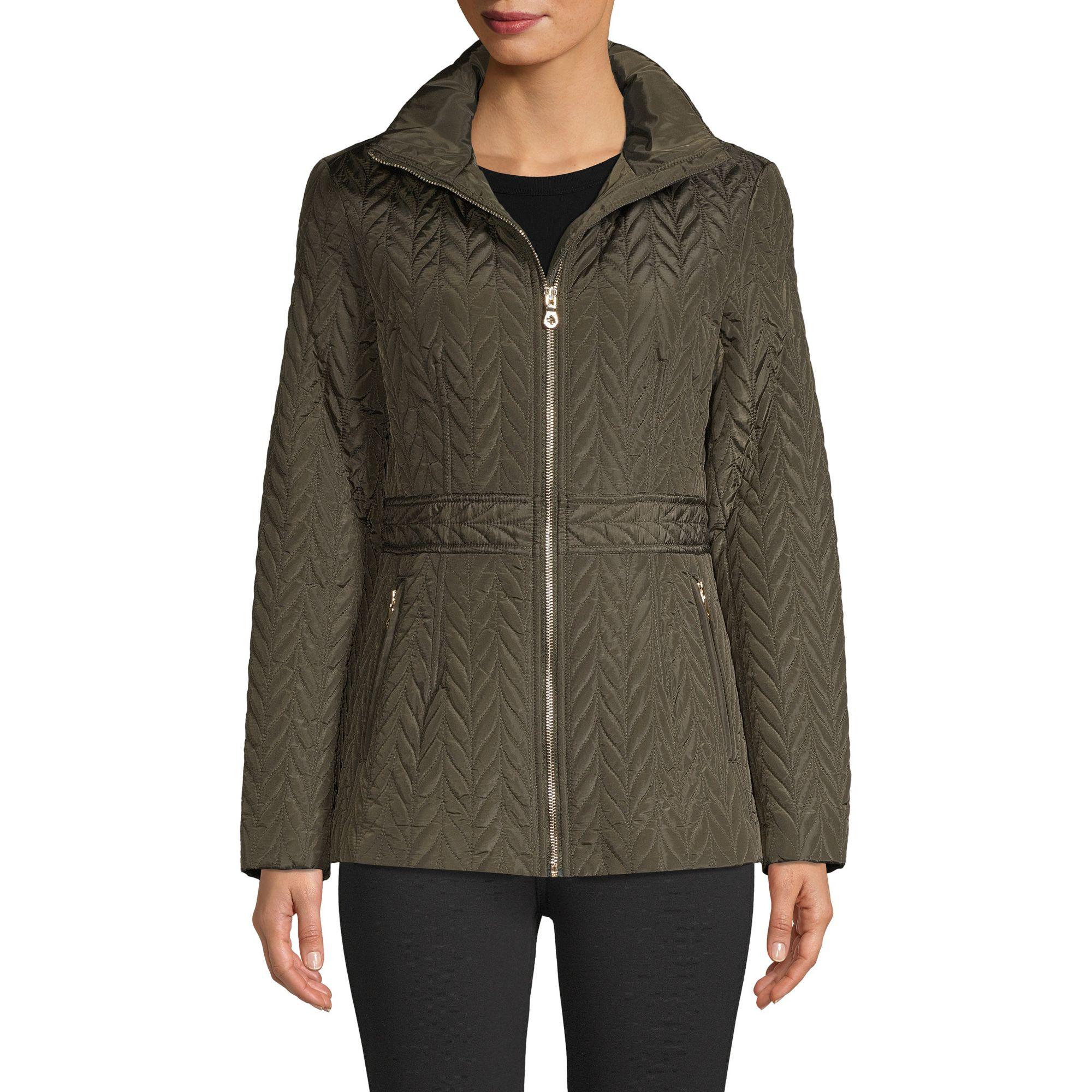 Kate Spade Synthetic Herringbone Quilted Jacket in Green Lyst