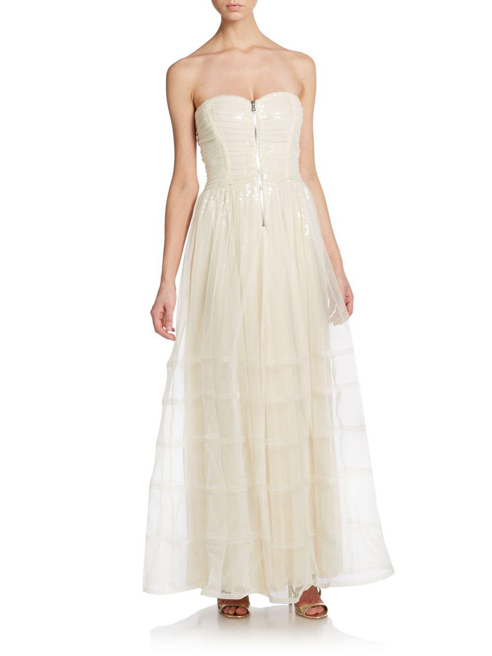 Betsey Johnson Sequined Tulle Gown In Ivory White Lyst
