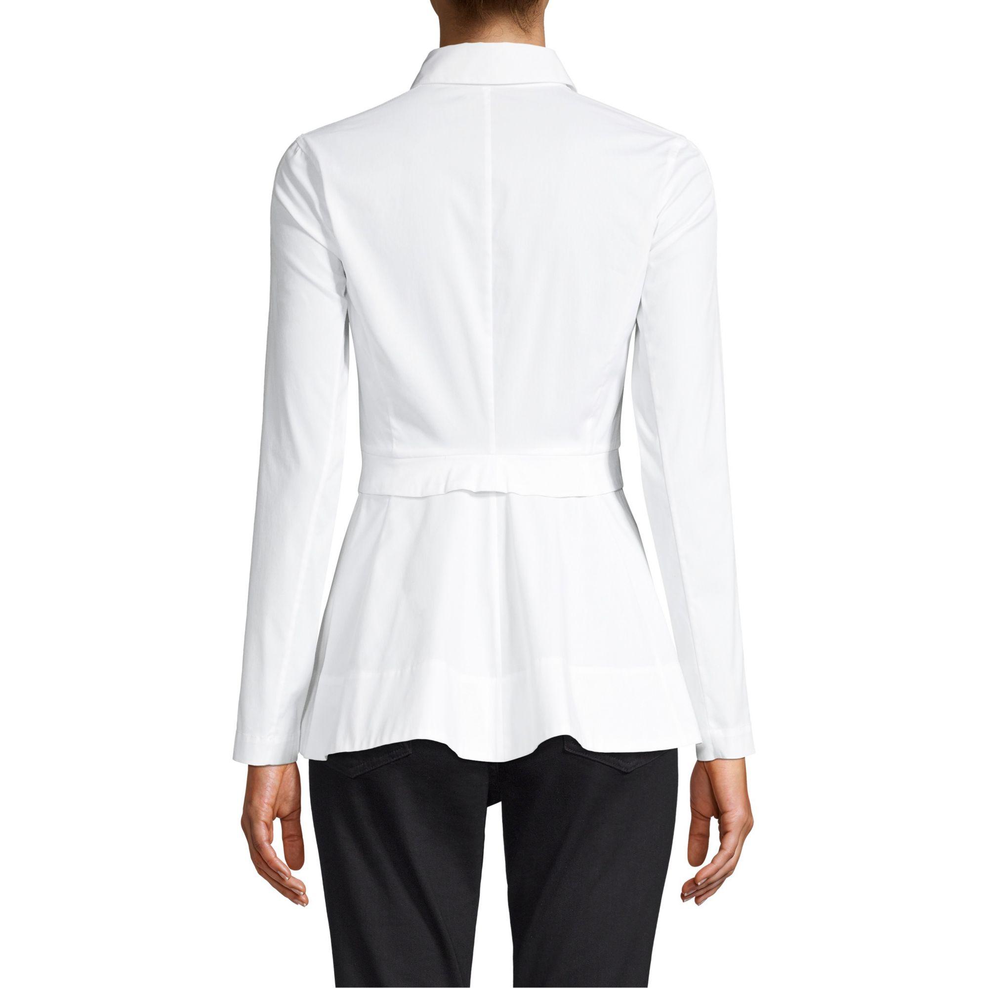 Donna Karan Cotton Peplum Dress Shirt in White - Lyst