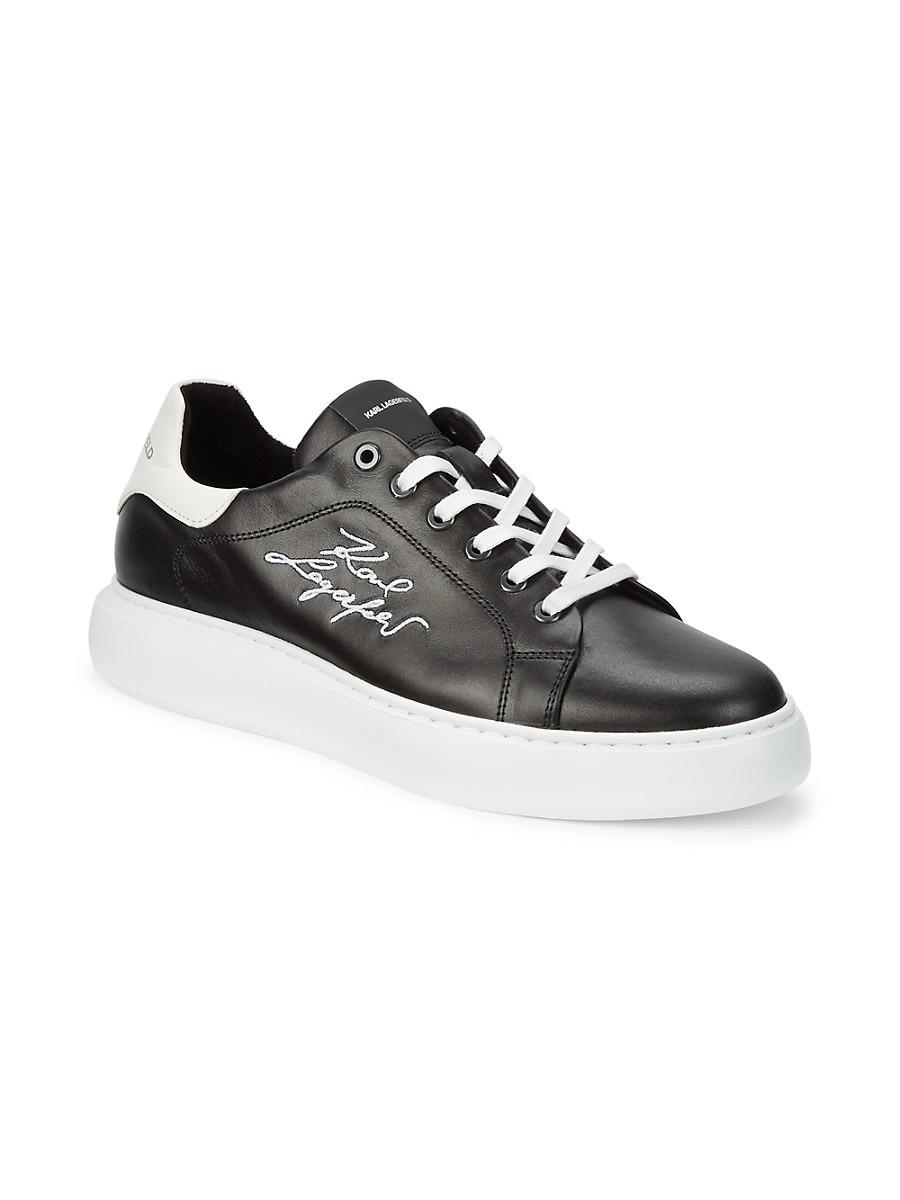 Karl Lagerfeld Signature Leather Sneakers in White (Black) | Lyst