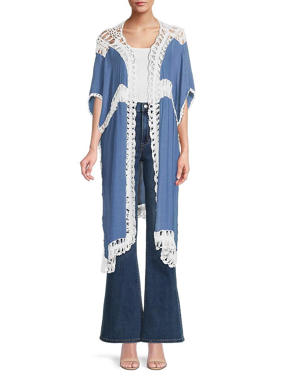 Saachi Synthetic Crochet Kimono in Blue White (Blue) Lyst