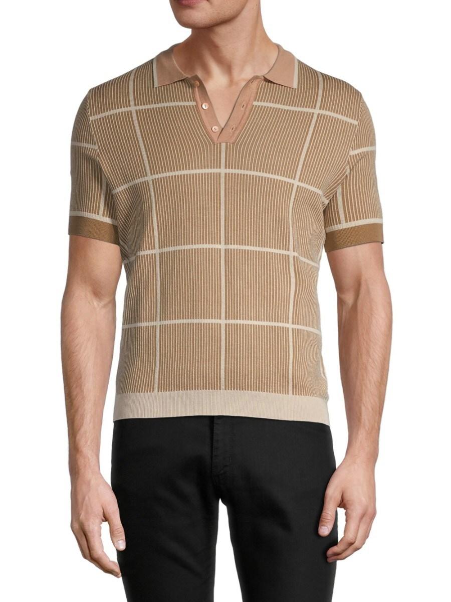 Max 'n Chester Men's Windowpane Polo Sweater - Rimpa Tan - Size S for Men |  Lyst