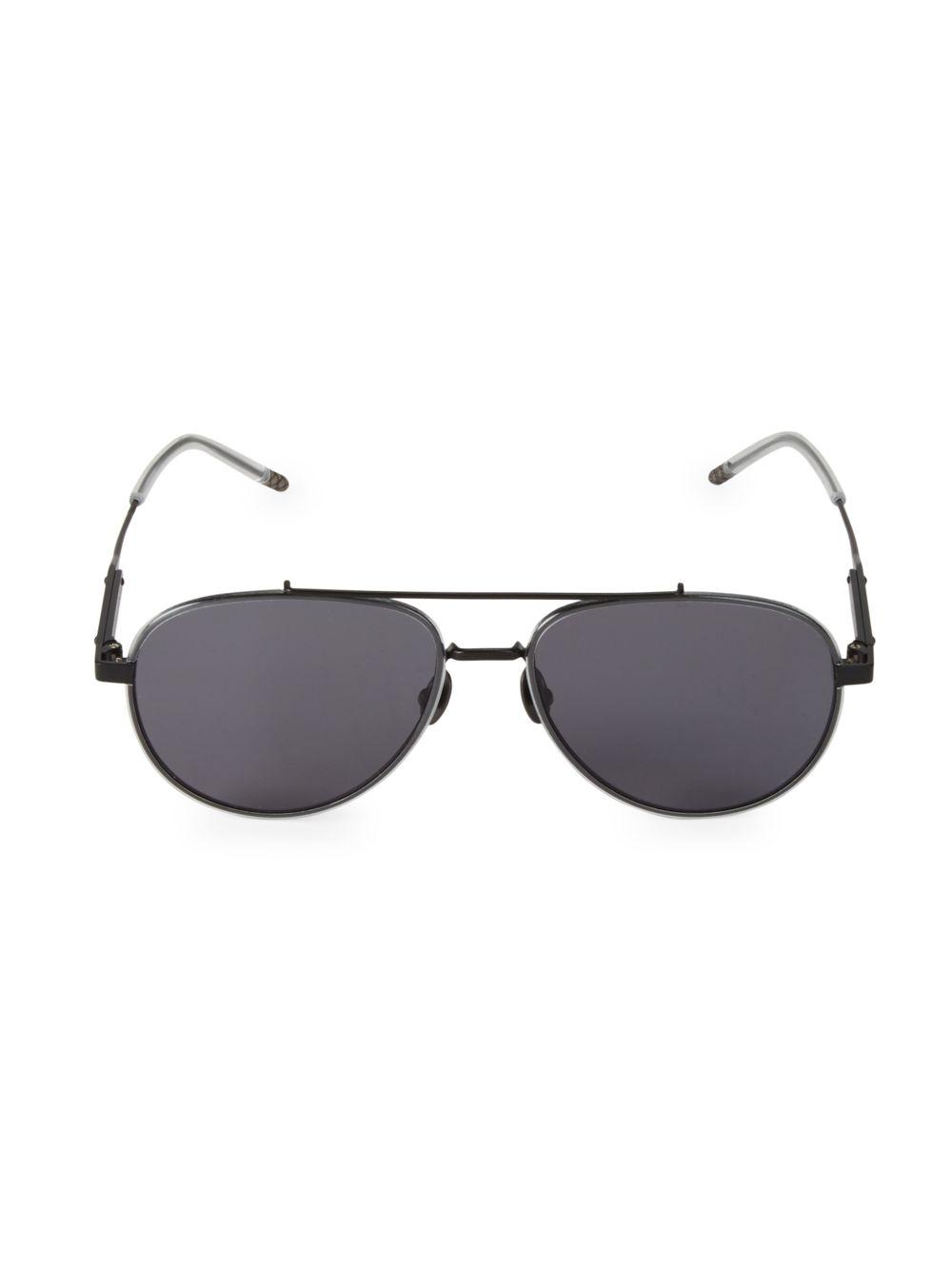 Bottega Veneta Leather 56mm Quilted Tip Aviator Sunglasses in Black for ...