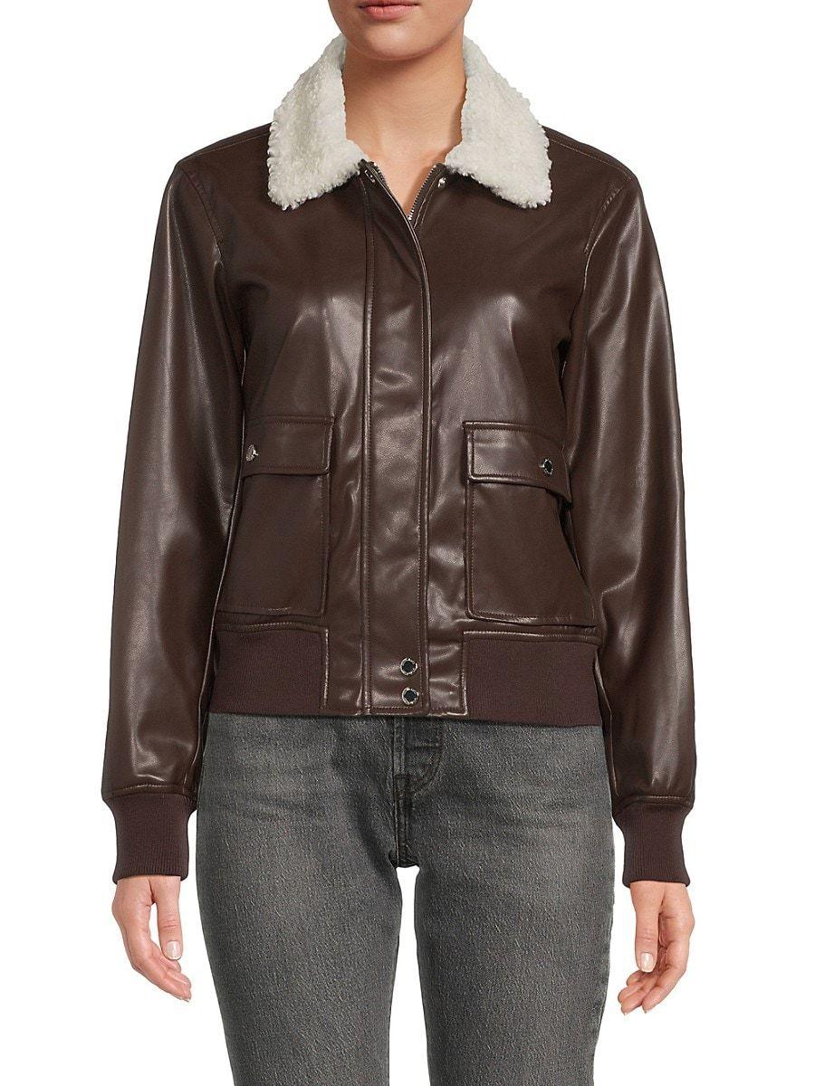 Calvin klein women's faux leather cheap jacket