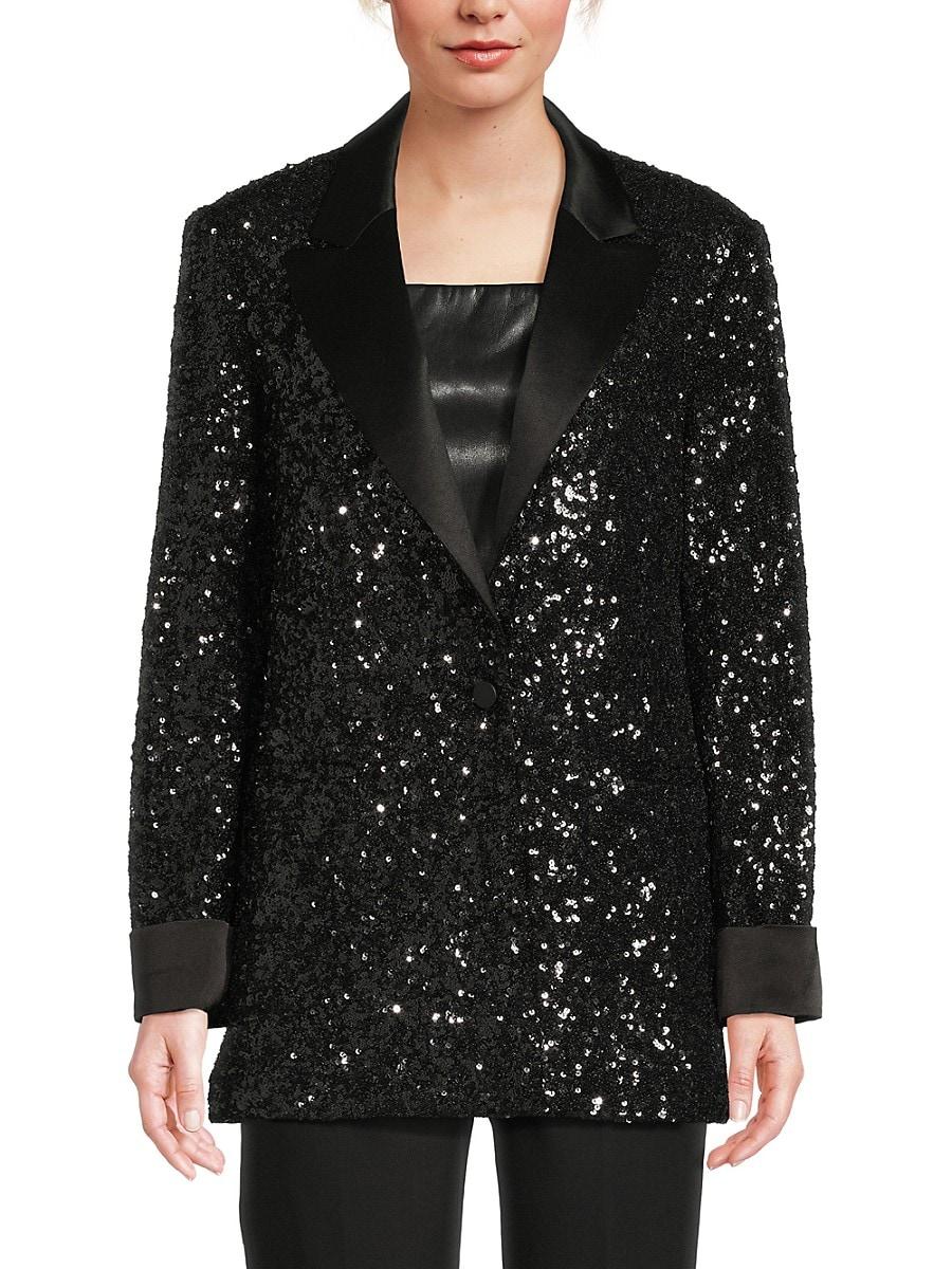 Alice Olivia Justin Sequin Button-Front Blazer in Black Lyst UK