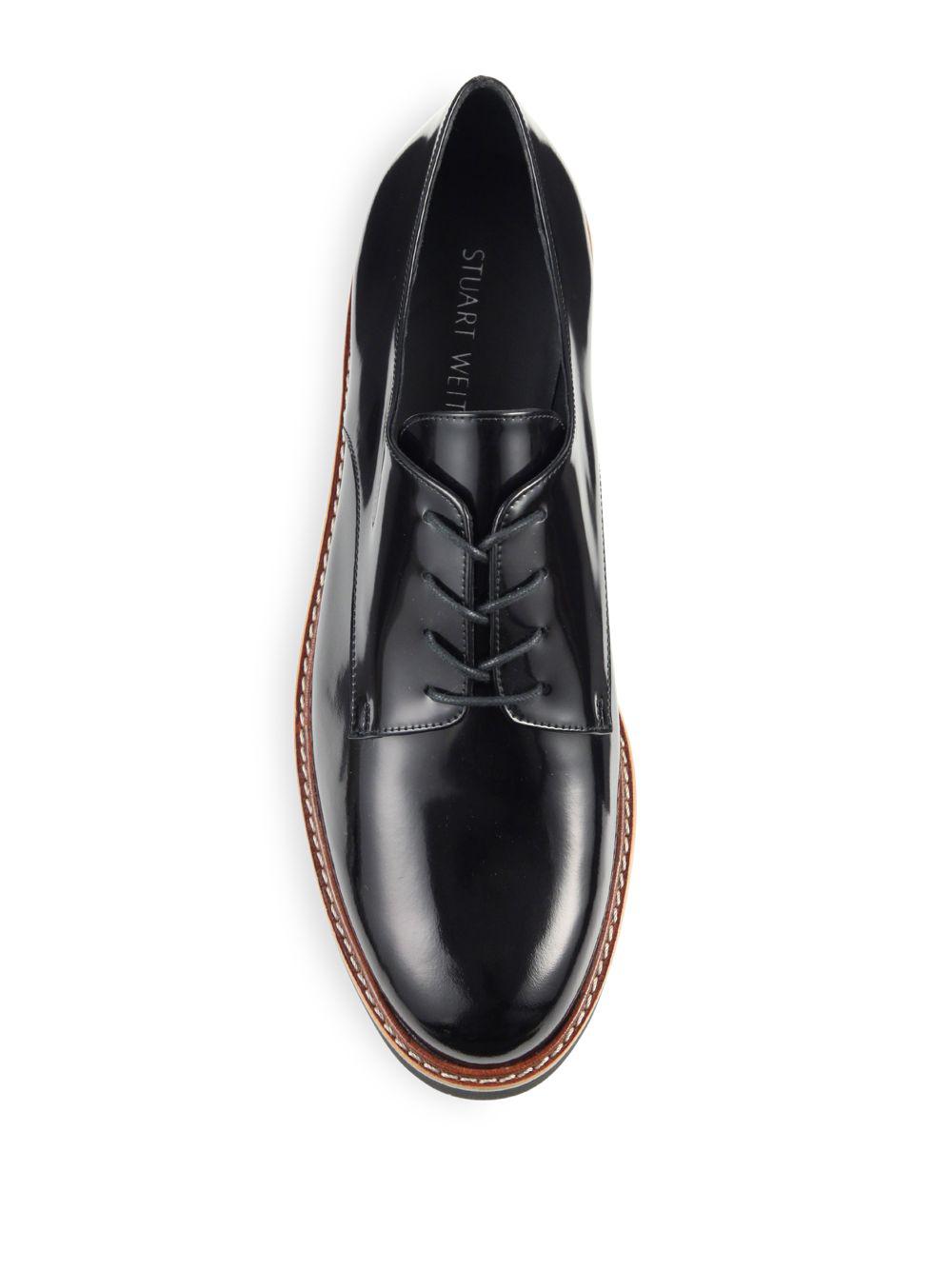 stuart weitzman metro patent leather oxfords