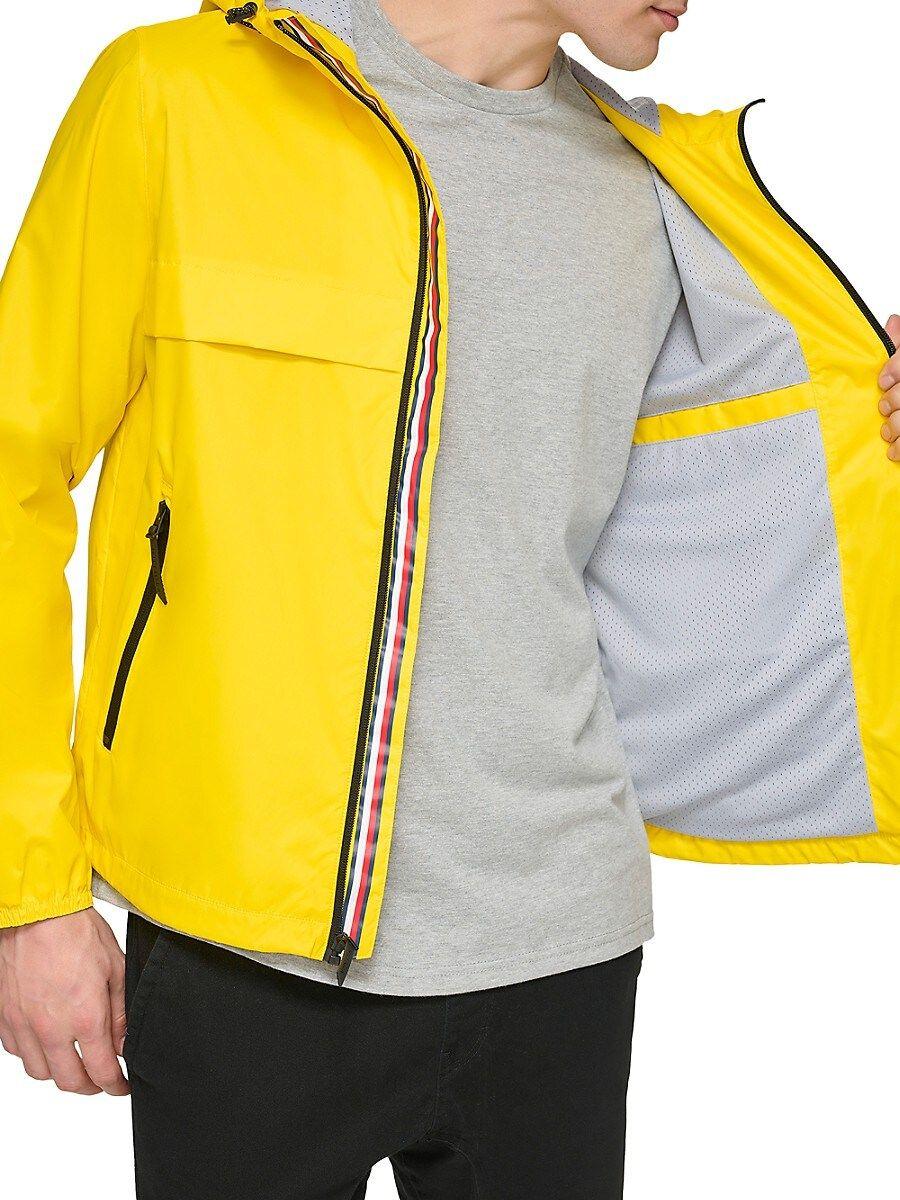Tommy Hilfiger Logo Hooded Rain Jacket in Blue for Men | Lyst