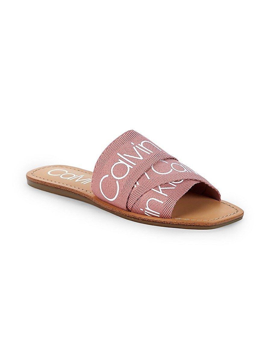 Calvin Klein Bainy Logo Slides in Pink Lyst