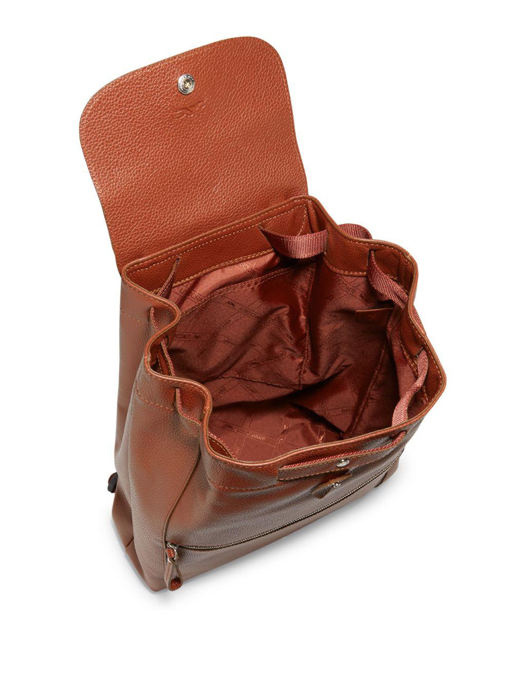 Longchamp Le Foulonné Leather Hobo in Chestnut