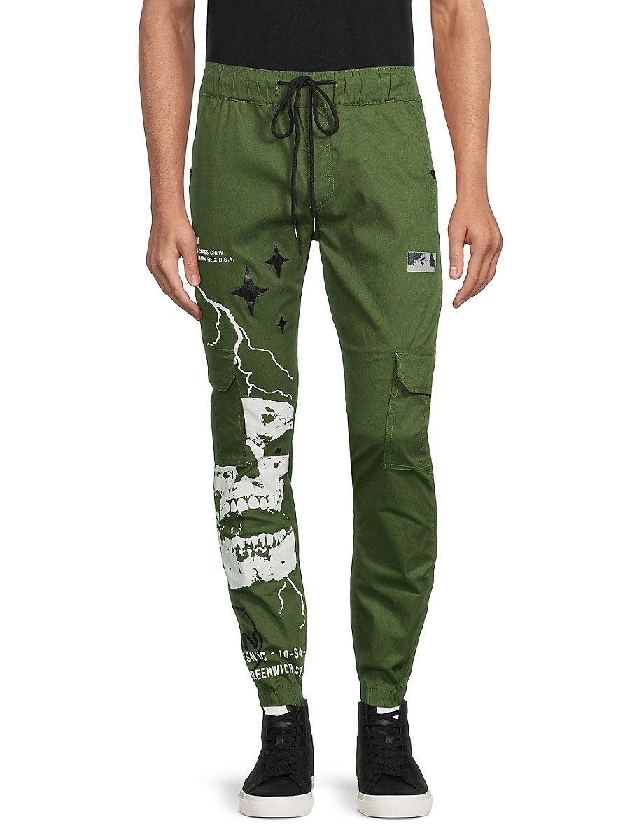 Reason Bolted Skull Cargo Joggers in Green for Men Lyst