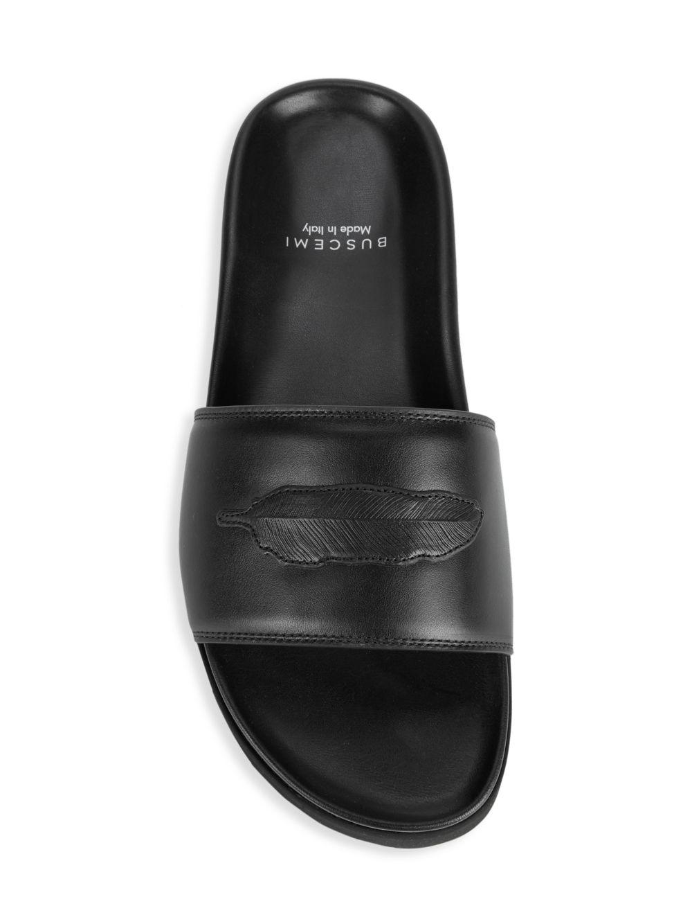 Buscemi Piuma Leather Slides in Black for Men - Lyst