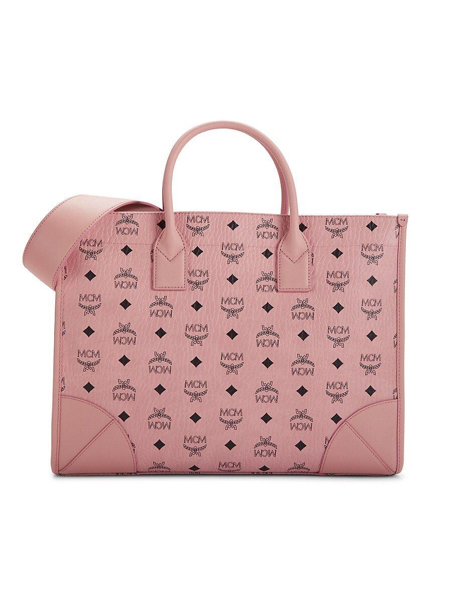 MCM Munchen Leather Tote in Pink Lyst
