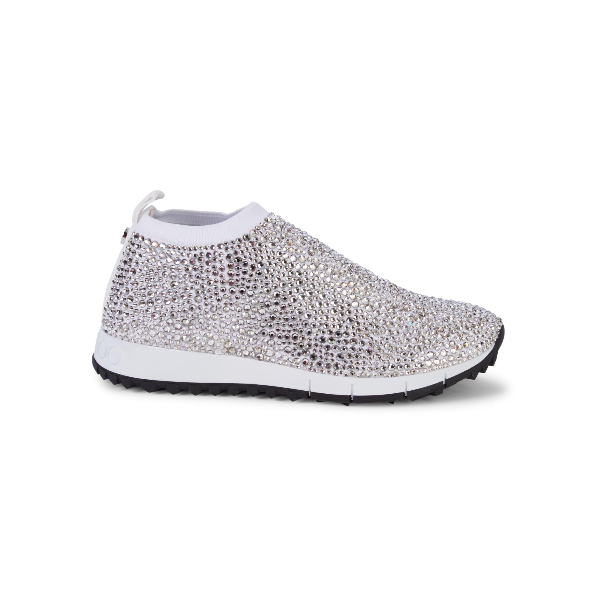 Jimmy Choo Norway Crystal-embellished Slip-on Sneakers in White | Lyst