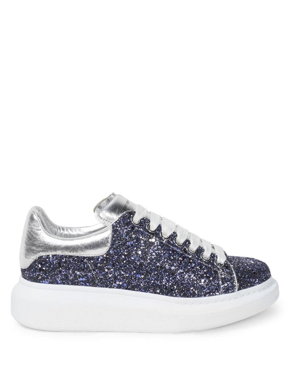 Alexander McQueen Synthetic Glitter Platform Sneakers in Midnight Blue ...