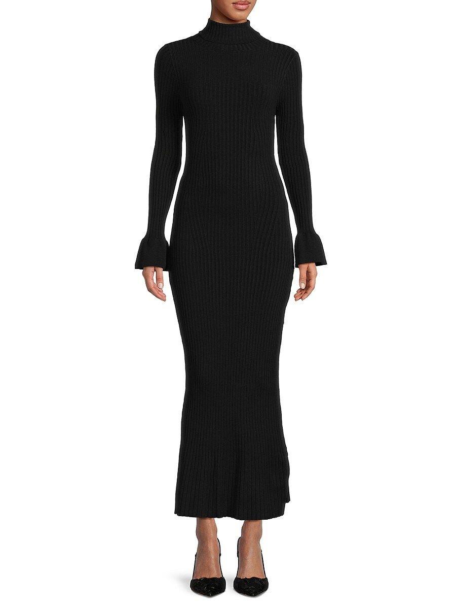 Bebe Turtleneck Maxi Sweater Dress in Black | Lyst