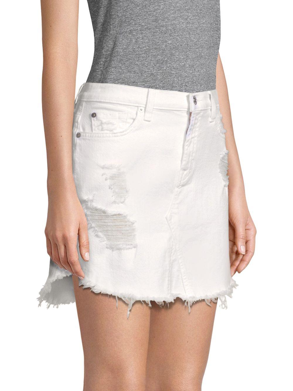 7 for all mankind white denim skirt