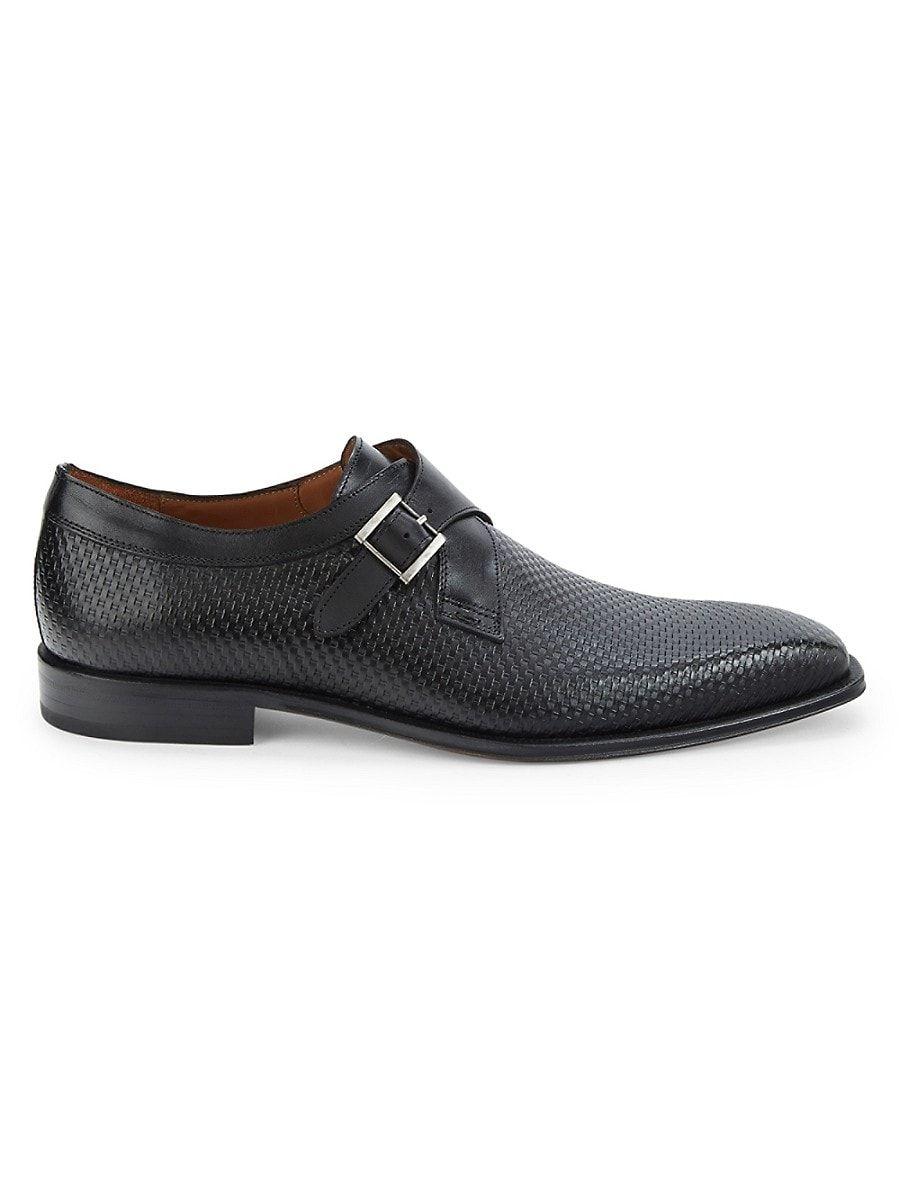Mezlan Rocky Leather Single Monk Strap Shoes in Black for Men | Lyst