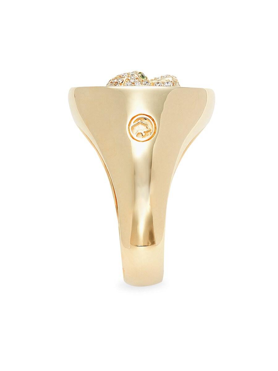 Onyx & 0.22 Tcw Diamond Panther Head Ring in Metallic Womens Rings Effy Rings Effy 14k Yellow Gold Tsavorite 