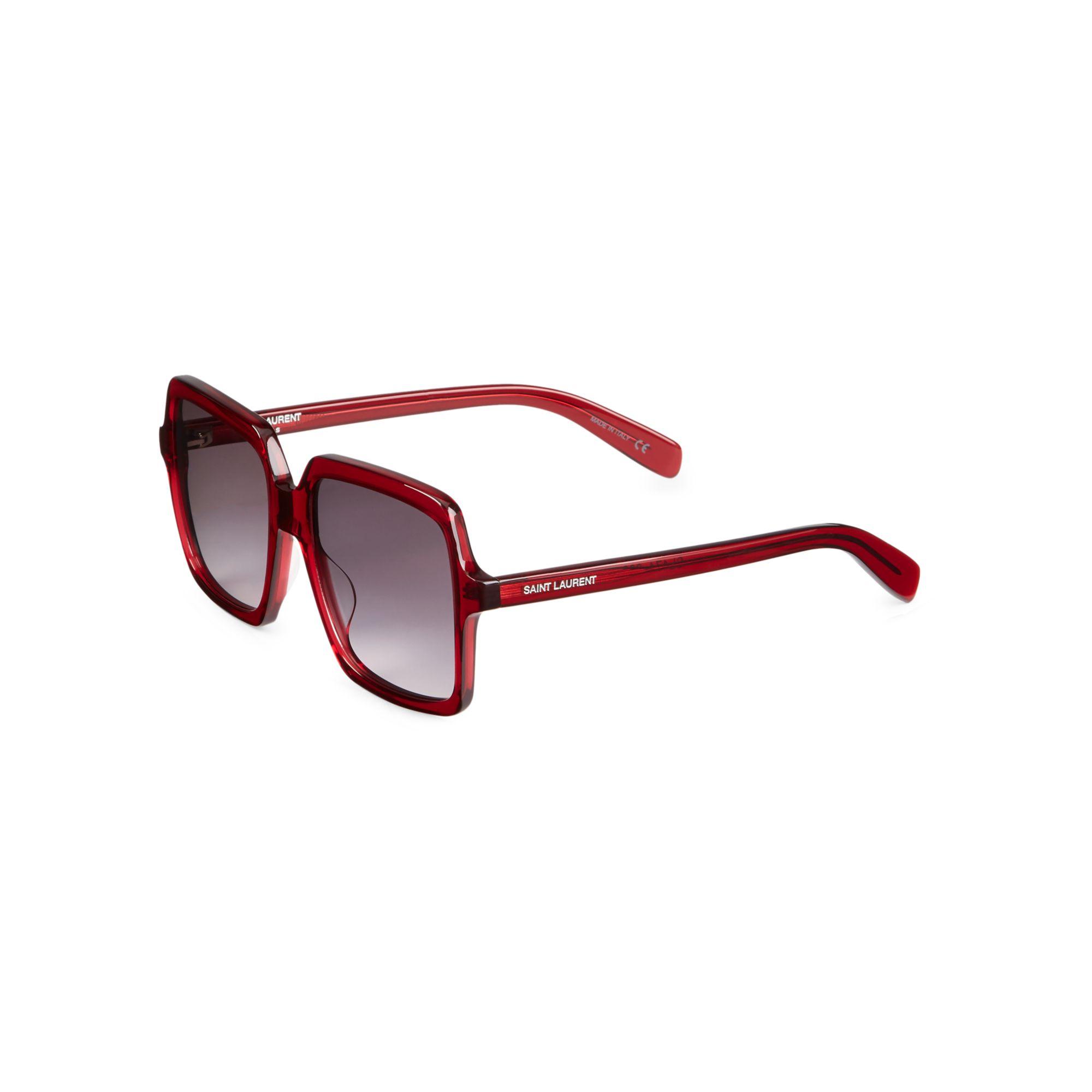 Oversized Square Frame Acetate Maroon Red Sunglasses