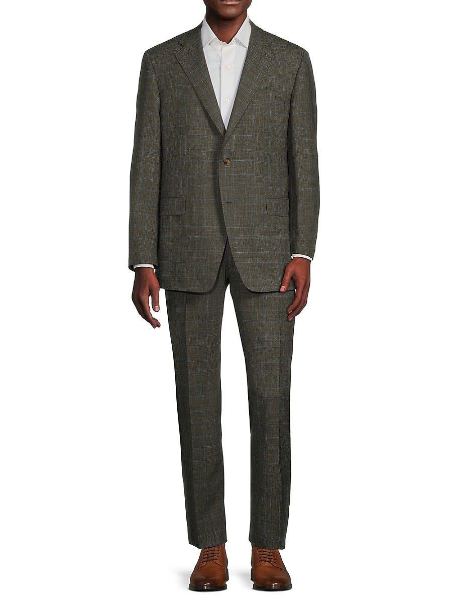 Samuelsohn Plaid Check Wool Blend Suit in Gray for Men | Lyst