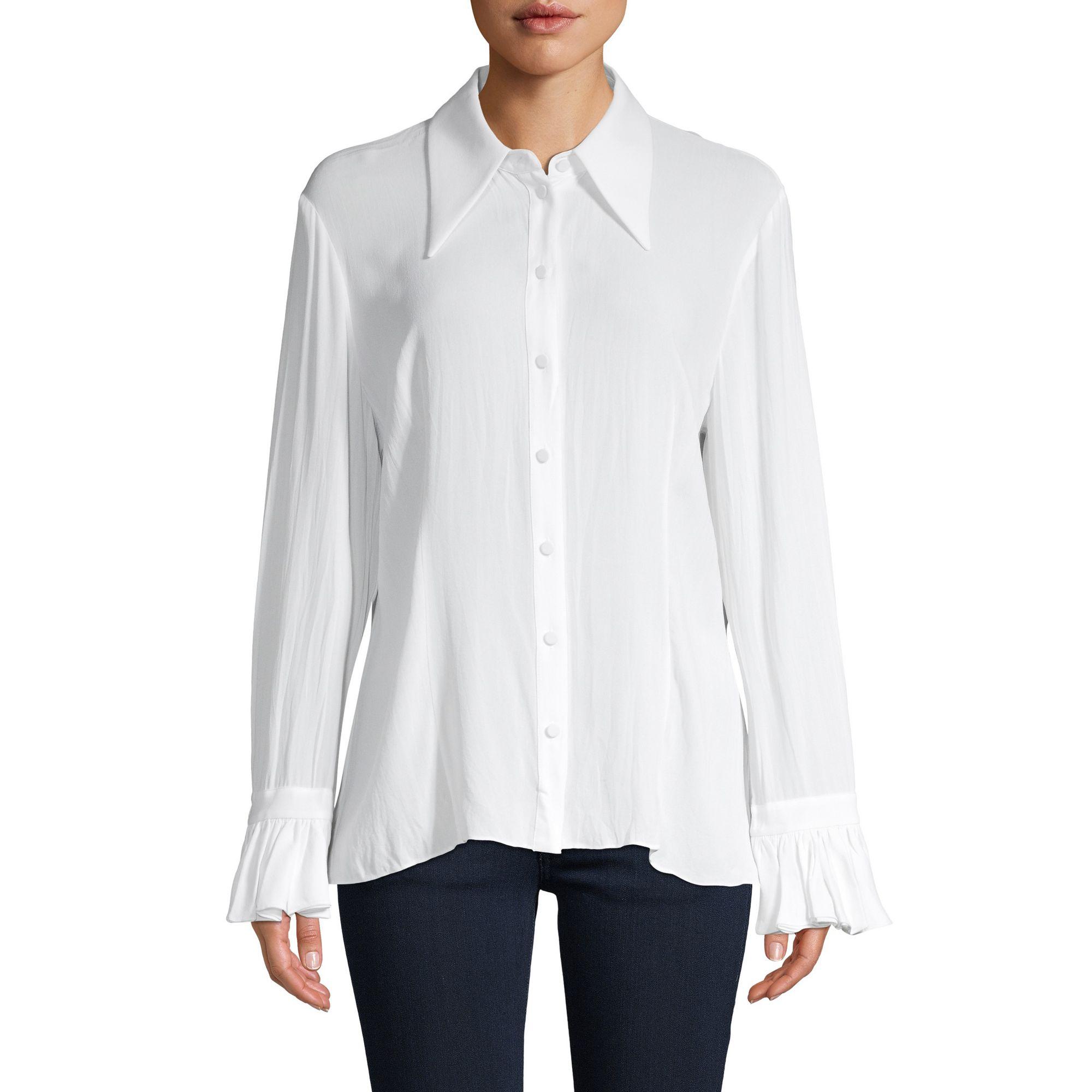 Michael Kors Bell-sleeve Silk Shirt in White - Save 40% - Lyst