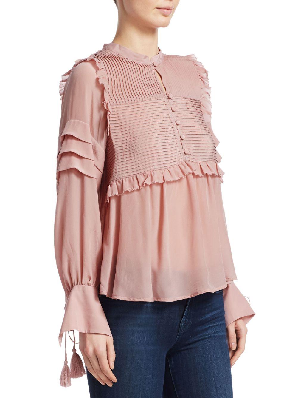 blush ruffle blouse