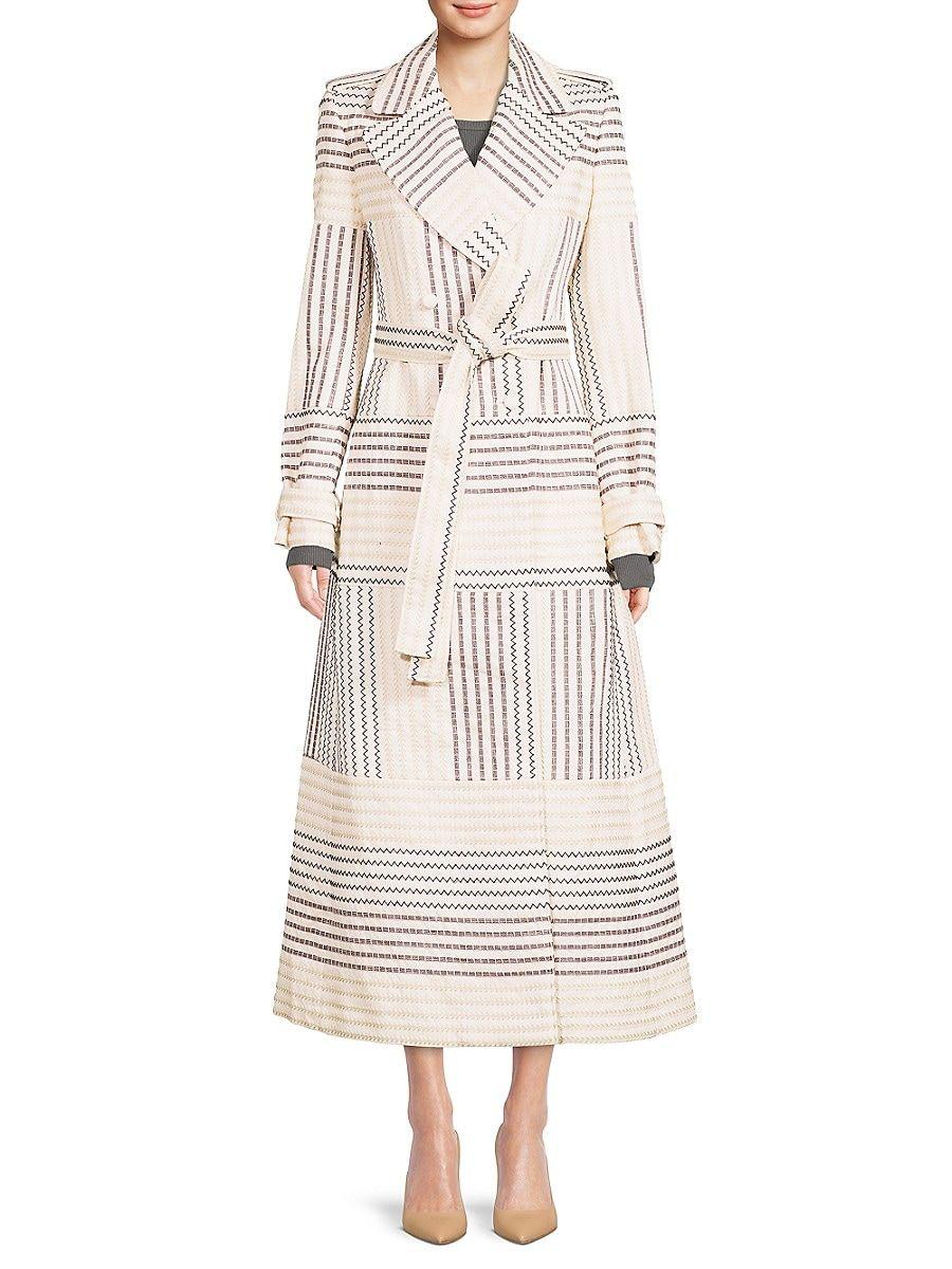 Gabriela Hearst Constantin Striped Linen Trench Coat in White | Lyst