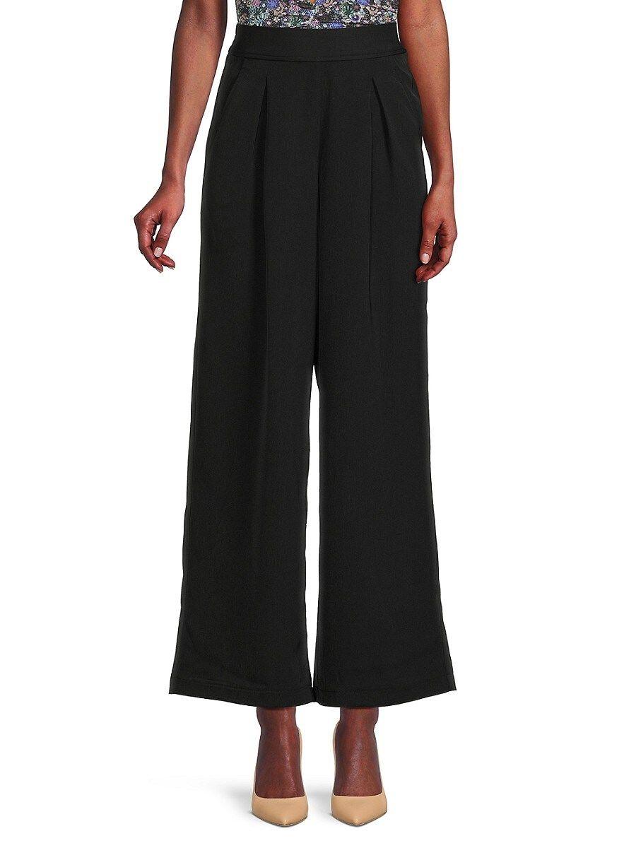 Max Studio High Rise Pleated Wide Leg Pants in Black | Lyst