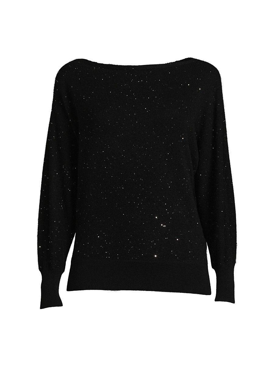 Sofia Cashmere Metallic Cashmere Blend Sweater in Black Lyst