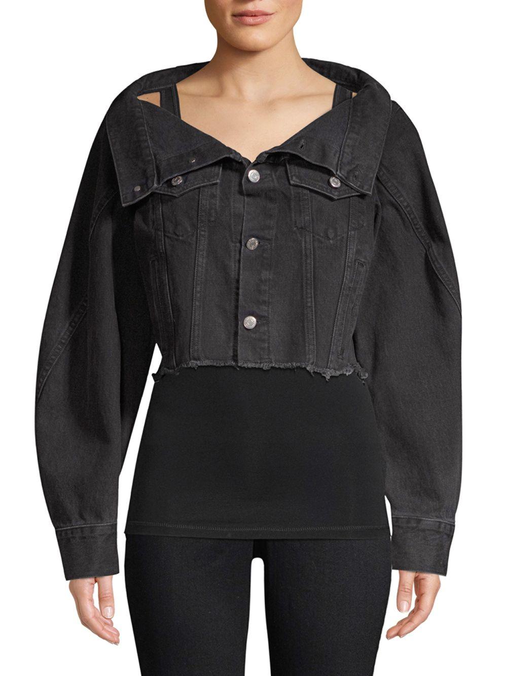 raw edge cropped denim jacket