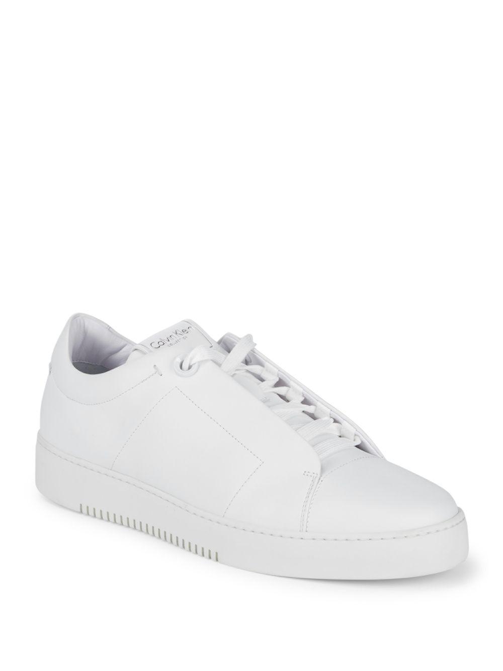calvin klein white leather sneakers