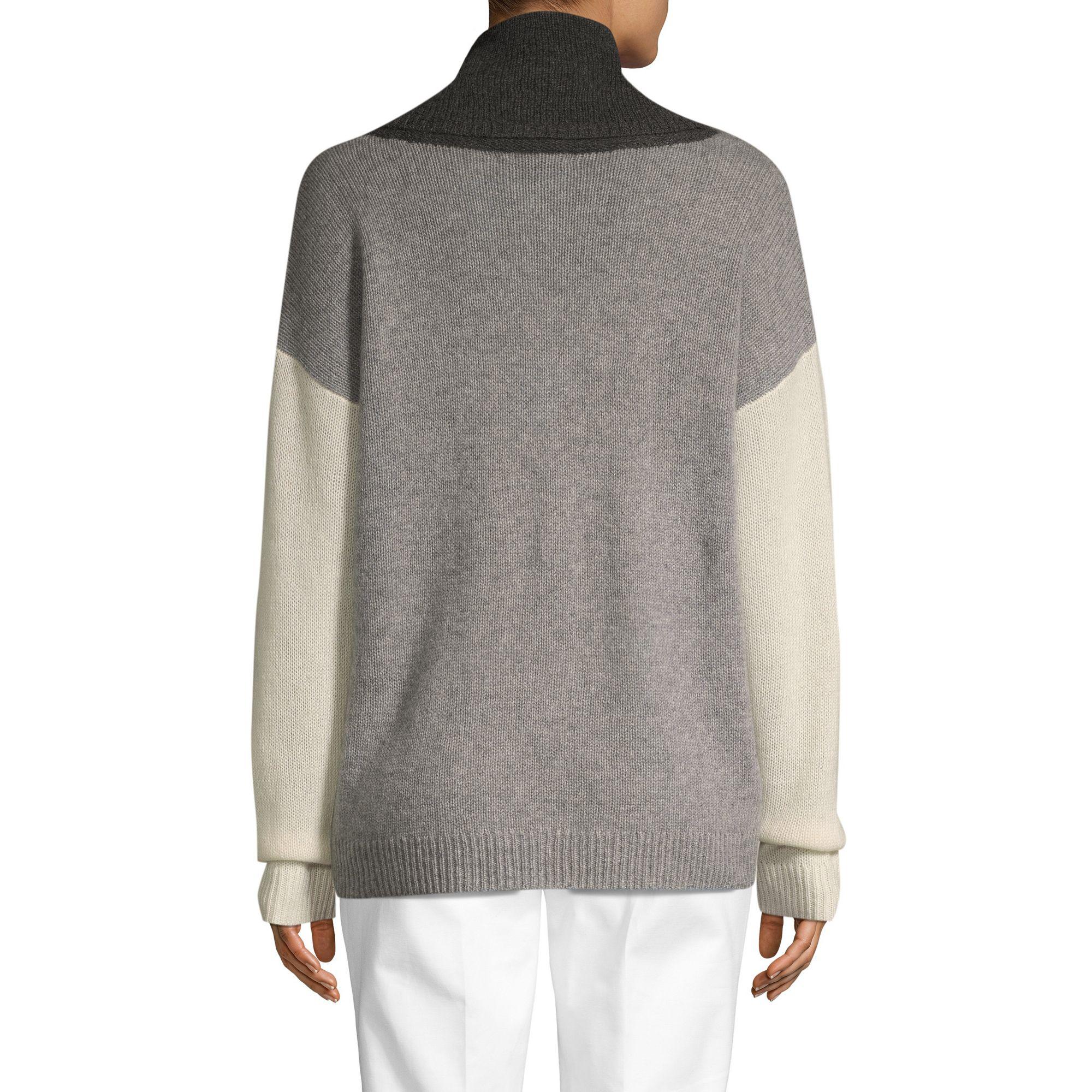 Saks Fifth Avenue Colorblock Cashmere Sweater in Pearl (Gray) - Lyst