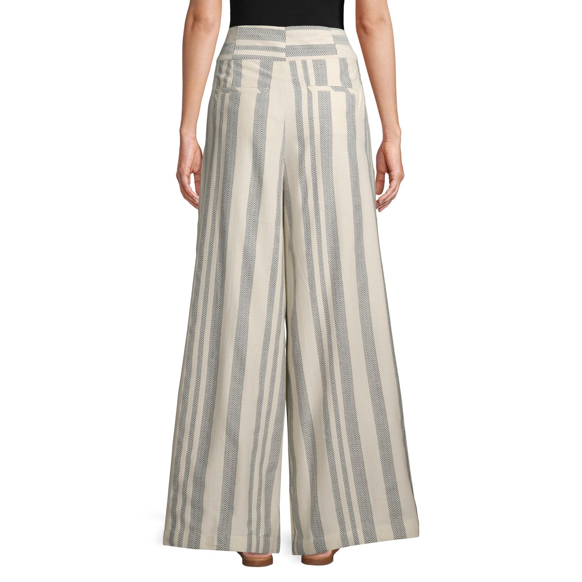 Free People Striped Cotton Blend Wide-leg Pants in Ivory (White) - Lyst