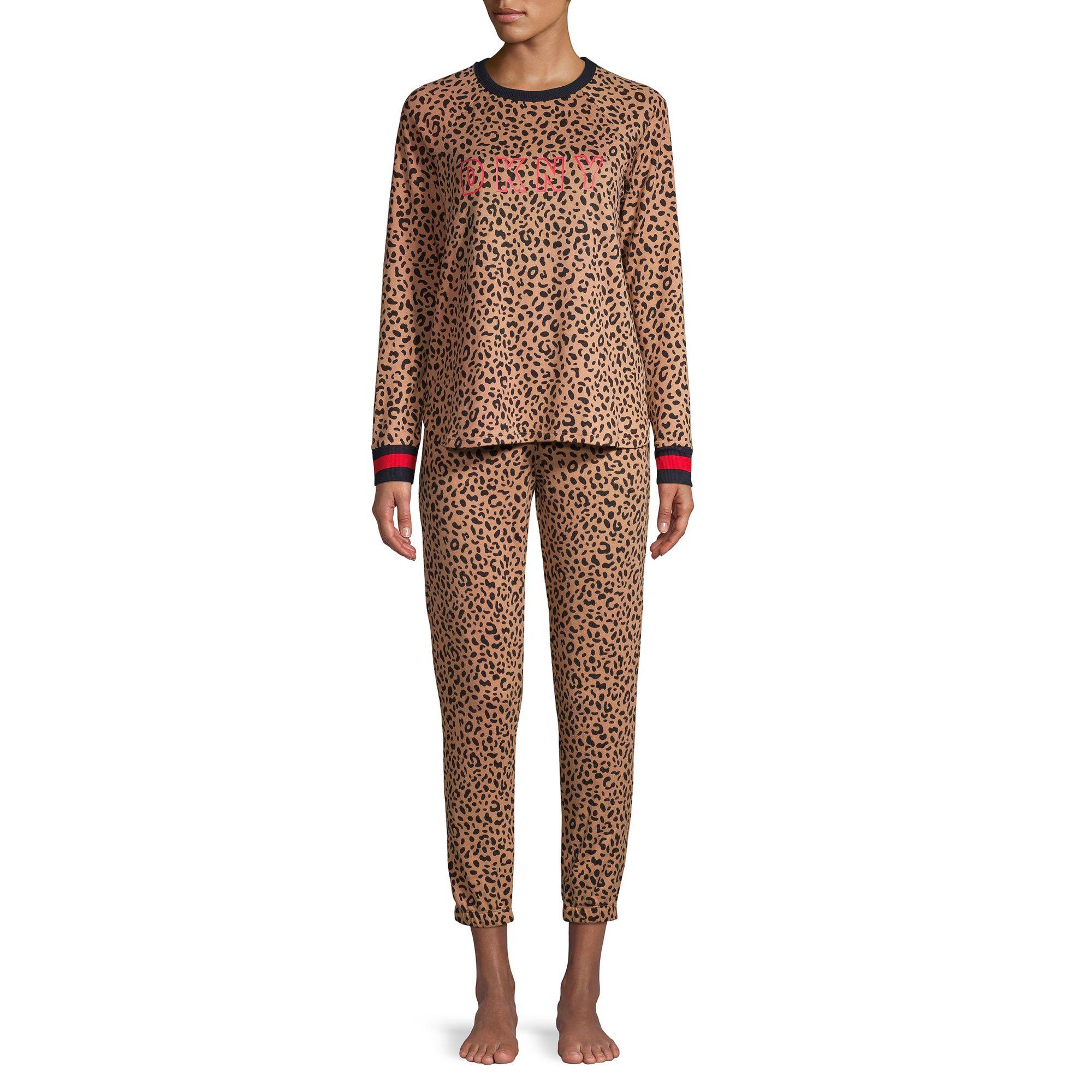 DKNY 2-piece Leopard-print Pajama Set in Brown