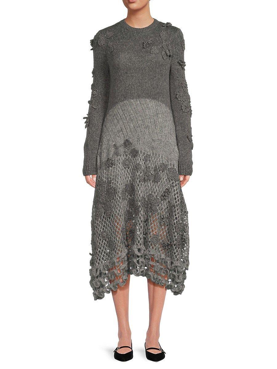 Valentino Wool Blend Dress in Gray | Lyst