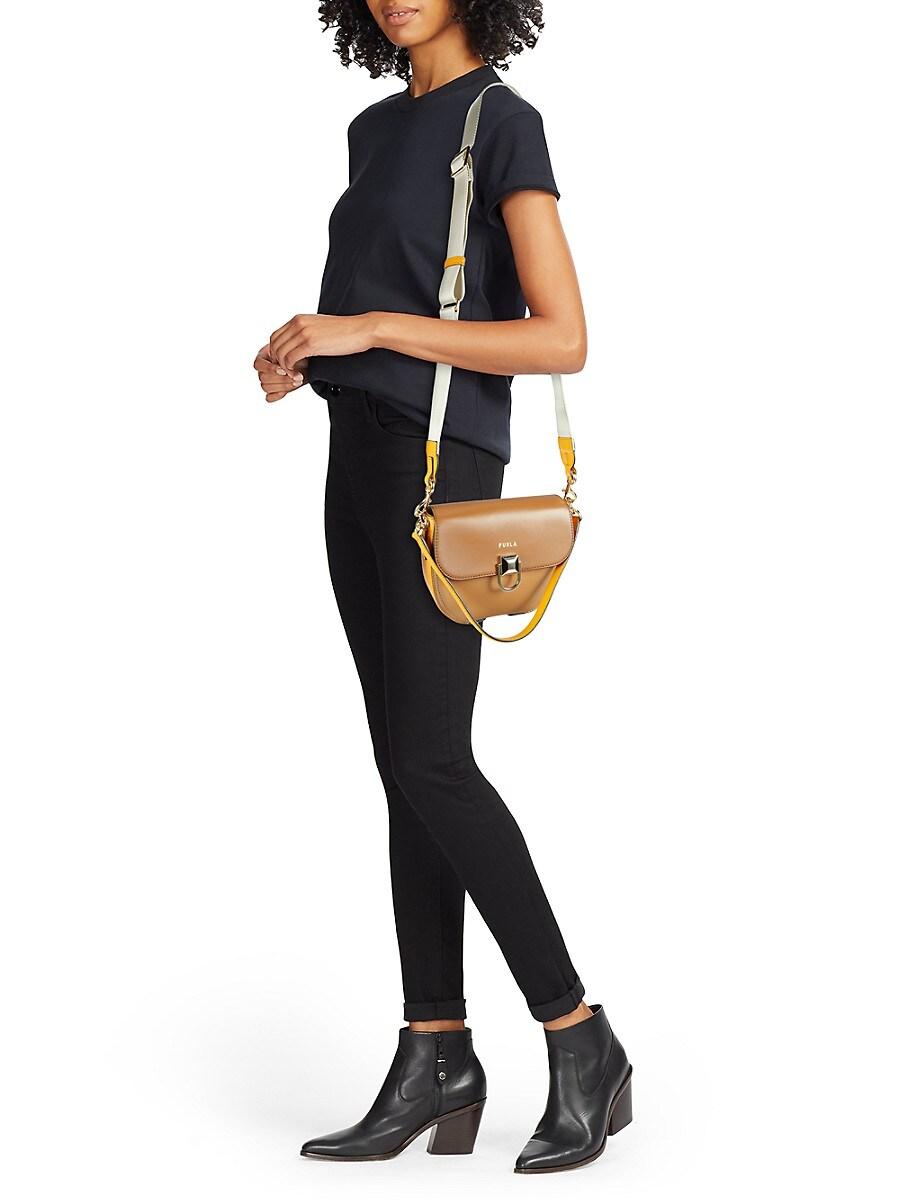 Furla Circe S Bandoliera Leather Top Handle Bag in White