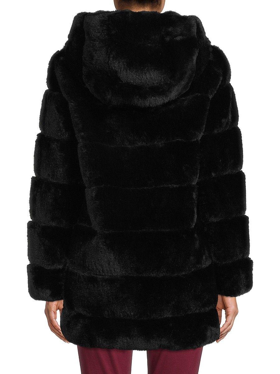 BCBGMAXAZRIA Bcbgmaxazria Felicia Quilted Faux Fur Hooded Coat in Black ...