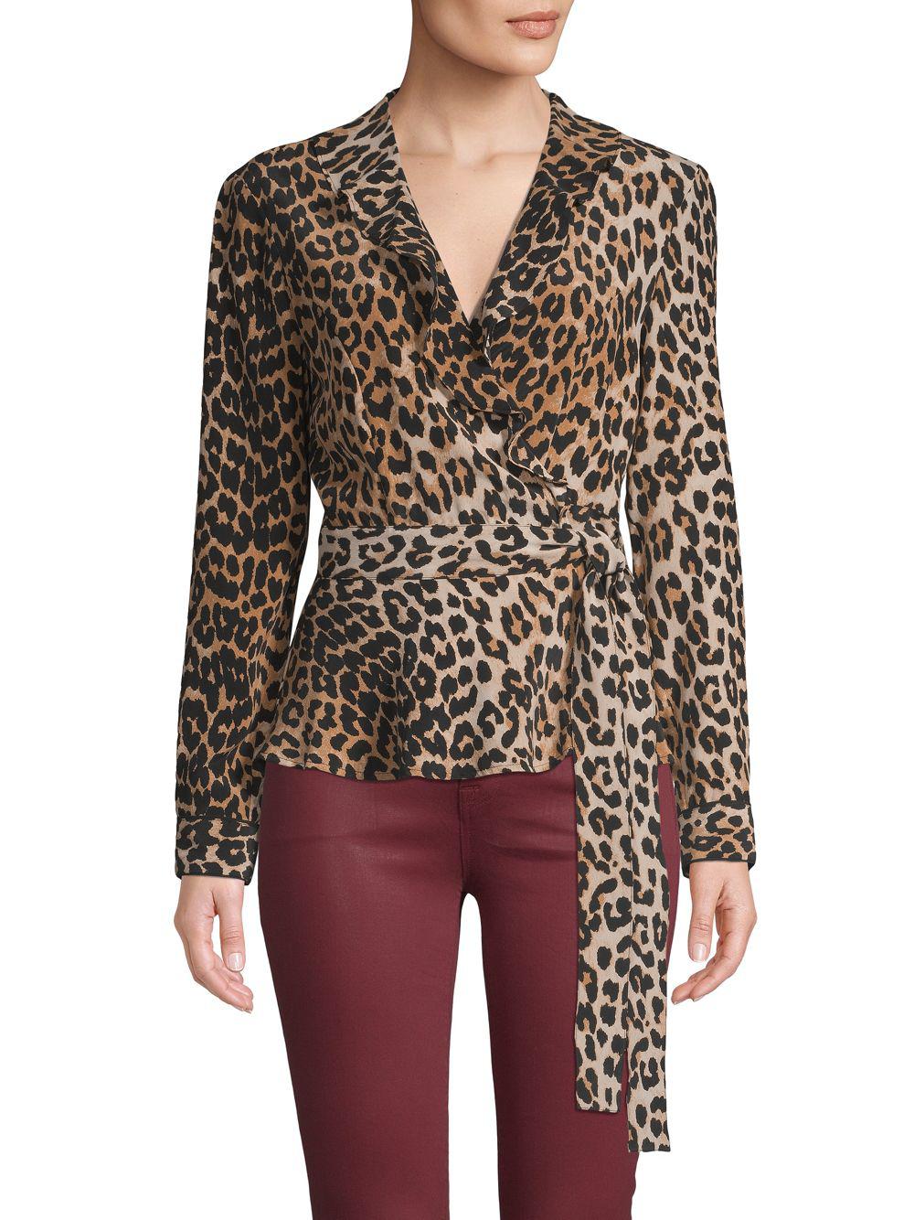 ganni fayette silk wrap top