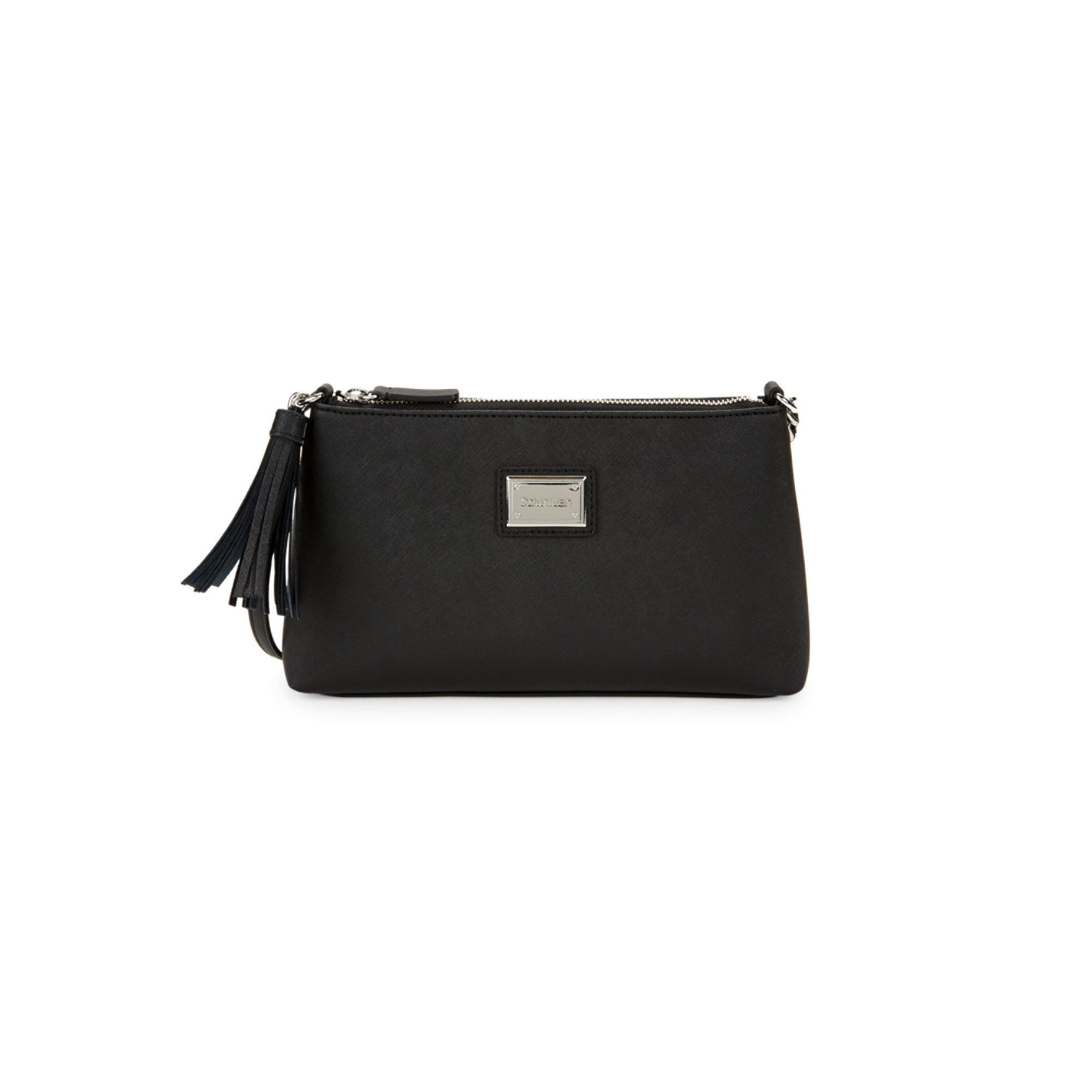 Calvin Klein Saffiano Leather Crossbody Bag in Black Lyst