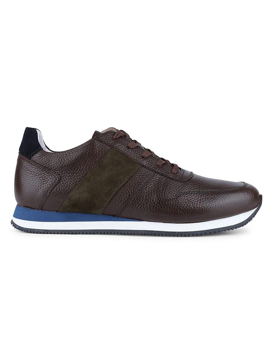 VELLAPAIS Leather Low Top Sneakers in Brown for Men | Lyst