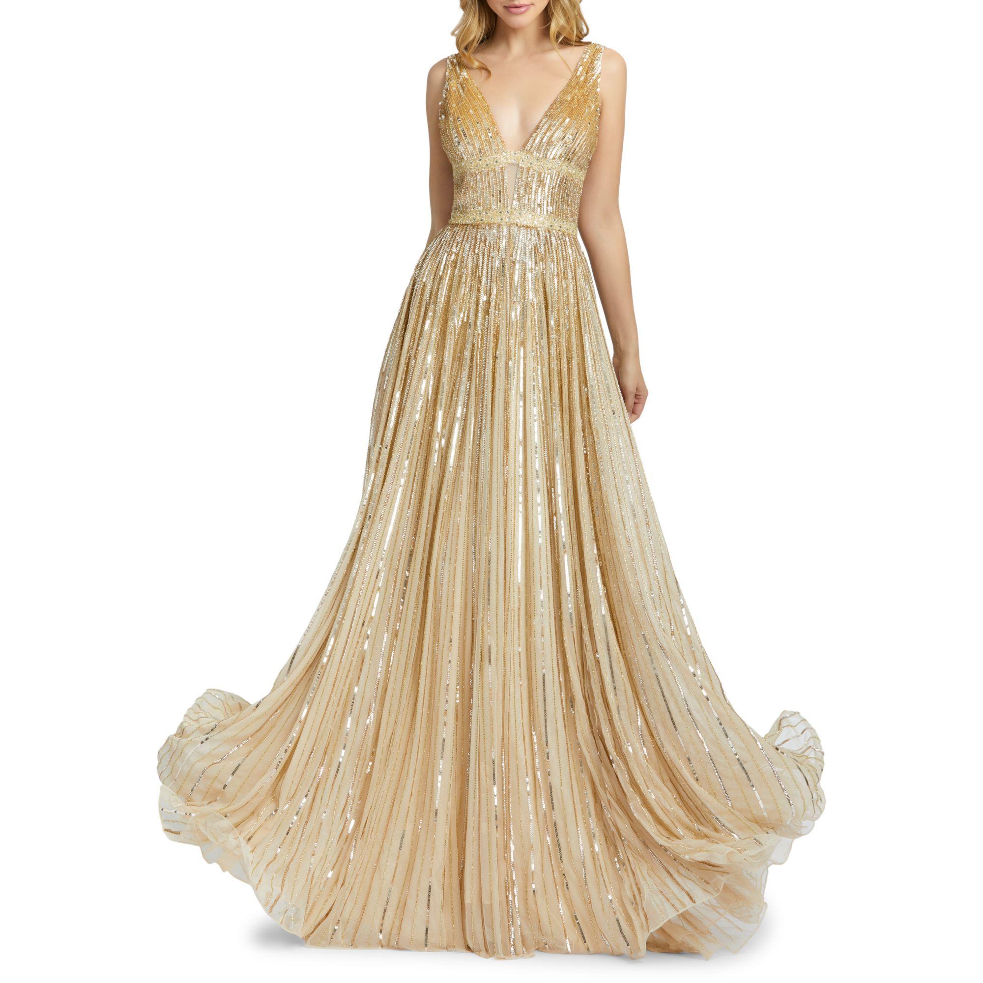 sequin a line gown