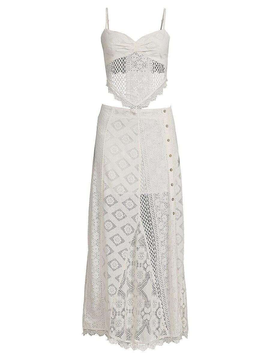 ミニスカート Polysooem 25SS BOTH SKIRT AND TOP IN LACE WHITE Free People Cynthia 2-Piece Lace Top & Skirt Set in White | Lyst