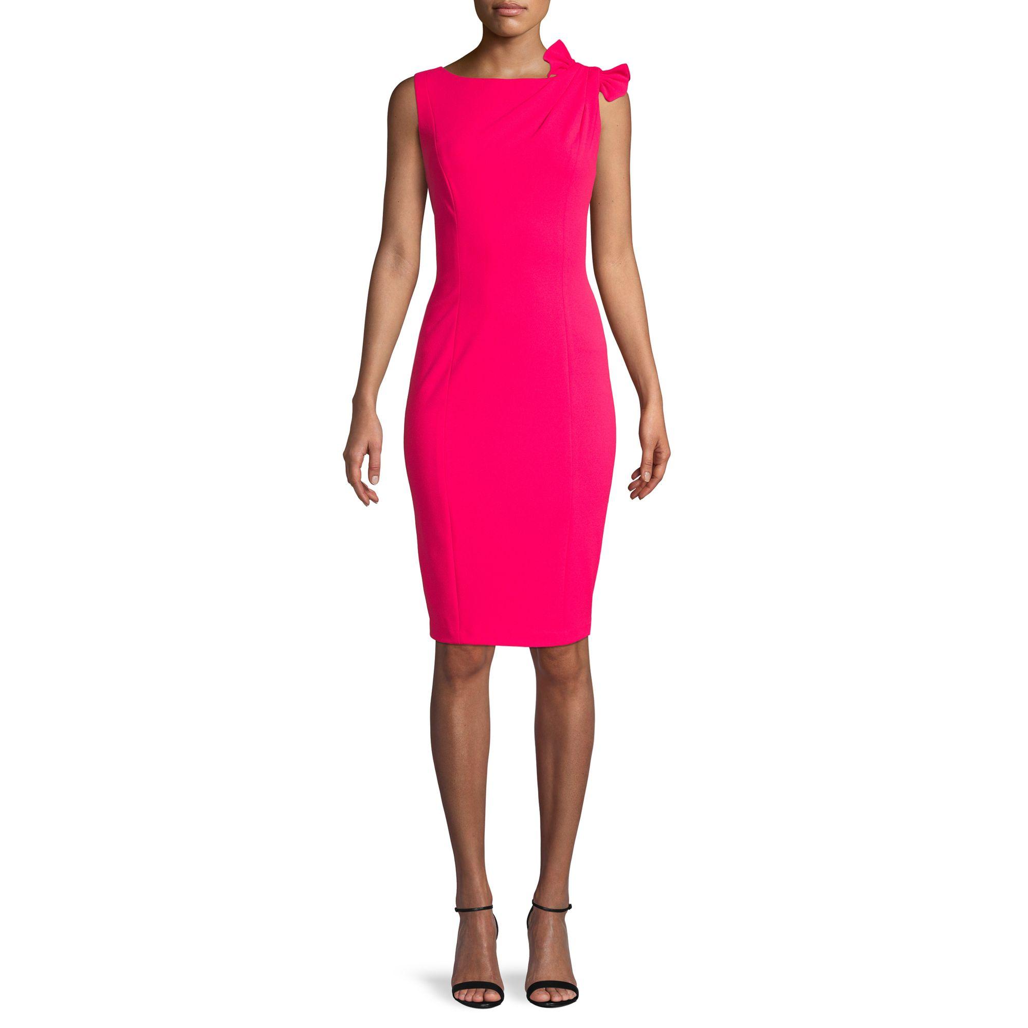 Calvin Klein Bow-shoulder Sheath Dress in Pink | Lyst