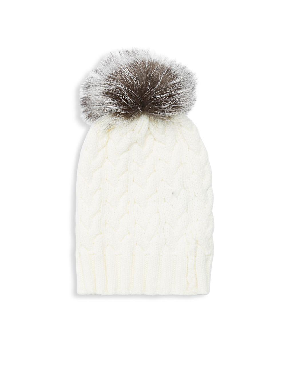 fox fur pom pom hat
