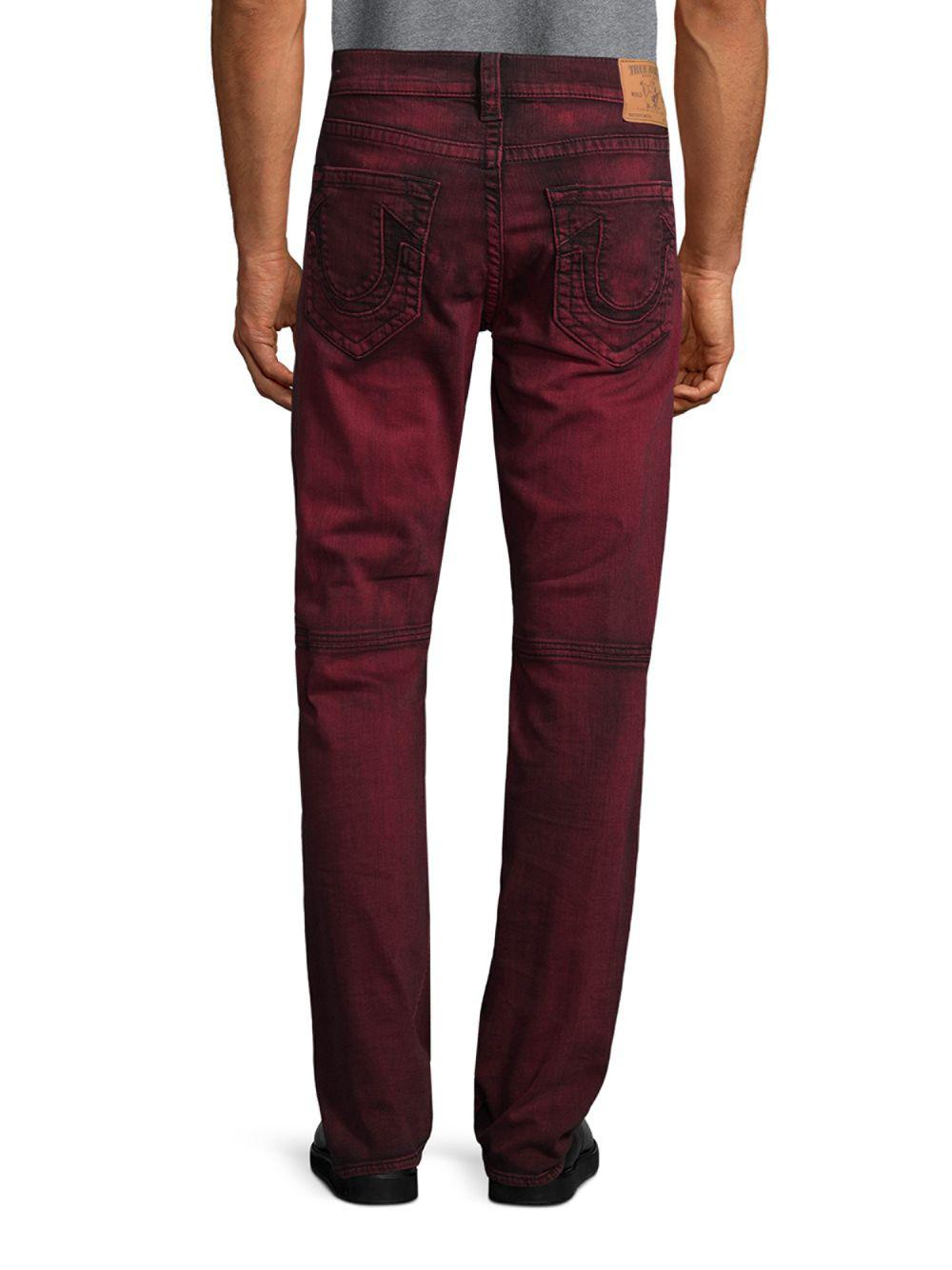 True Religion Moto Skinny Run-stitch Jeans in Red for Men | Lyst