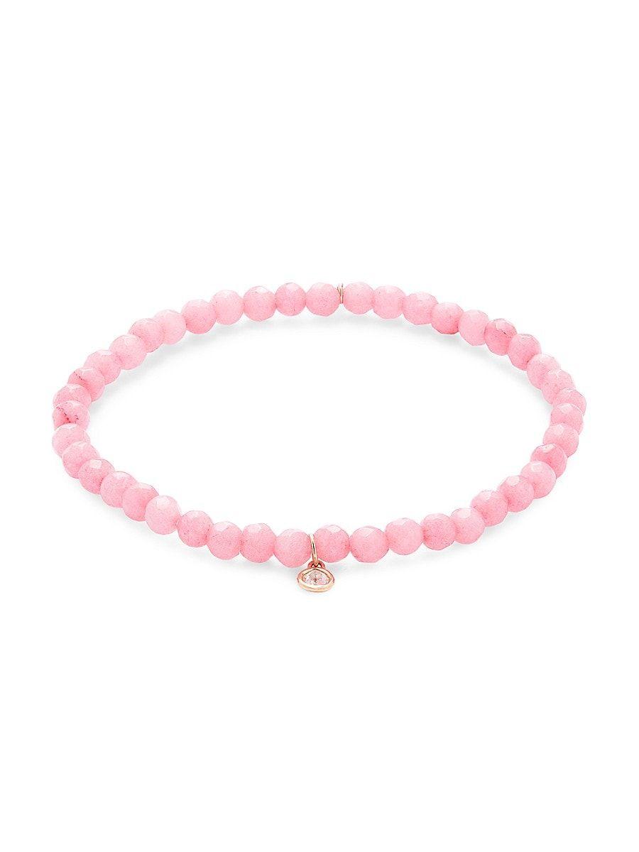 Sydney Evan 14k Rose Gold, Pink Jade & Diamond Charm Bracelet | Lyst