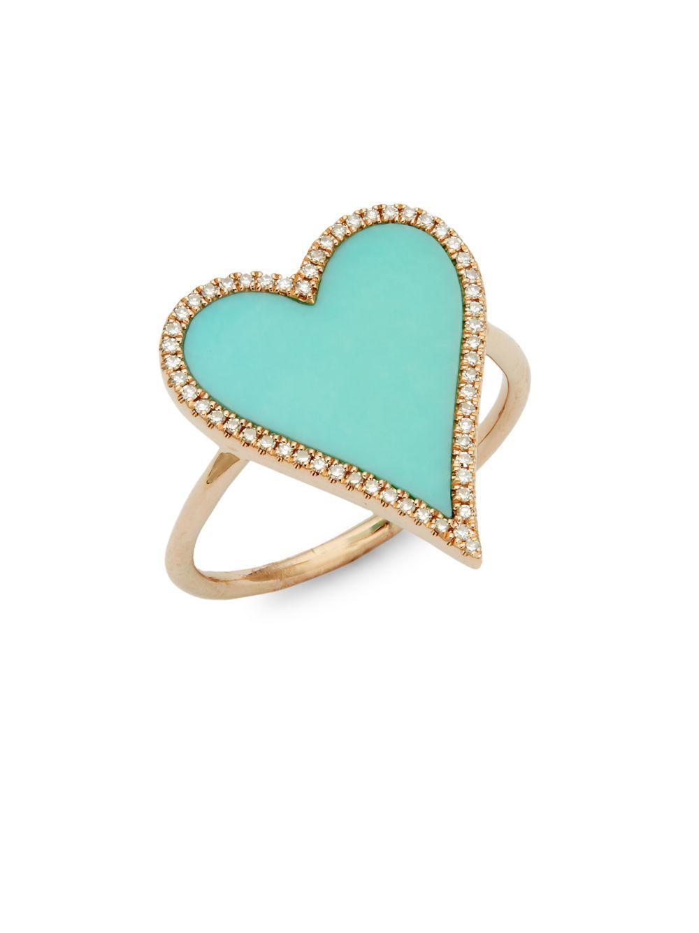 Saks Fifth Avenue 14k Rose Gold & Diamond Heart Ring Lyst